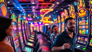 Menangkan di Unogg slot game dengan mesin slot penuh warna dan suasana kasino yang ceria.