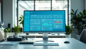 Unveiling 火绒软件's advanced security features on a high-tech screen in a professional office setting.