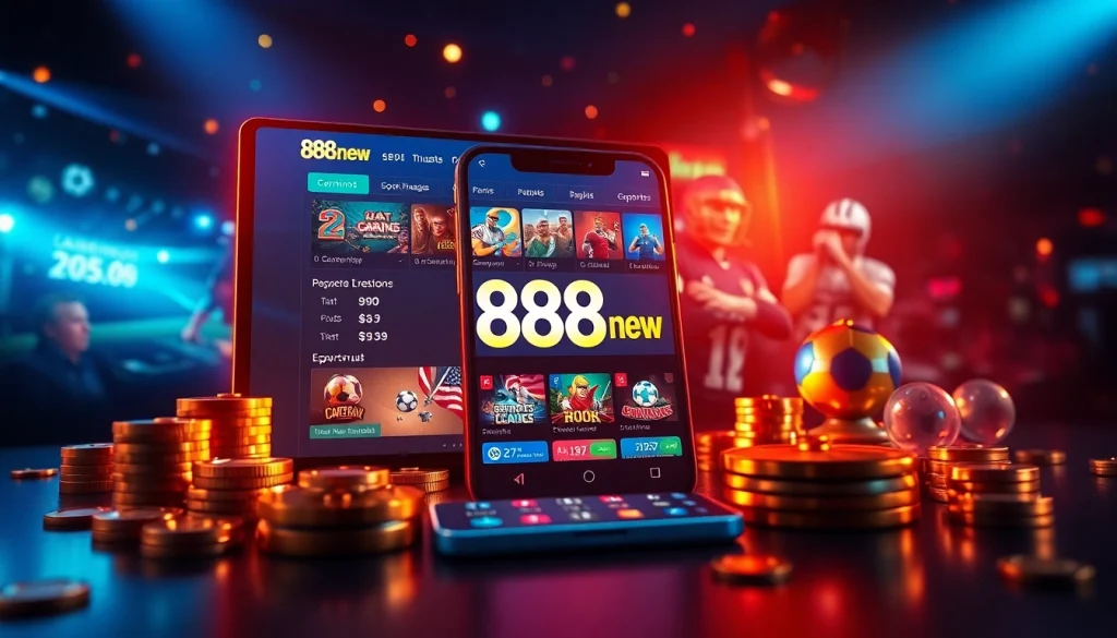 Interactive digital gaming experience on 888new showcasing vibrant casino and sports betting options.