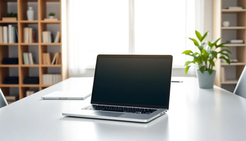 Bewezen productiviteit bij https://www.stofnodig.nl met een moderne werkruimte en stijlvolle laptop.