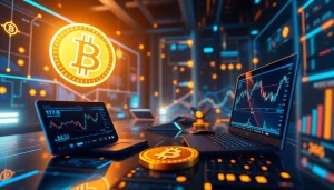 Bitcoin cryptocurrency chart analysis and digital wallet visualization with blockchain elements.