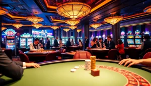 Casino gaming experience at KJC AC 2 with vibrant tables and slot machines.