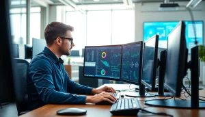 IT Fredericksburg professional analyzing data in a modern office environment.