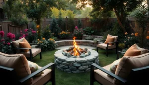 Experience warmth and comfort with https://www.fire85.com in a serene fire pit backyard setting.
