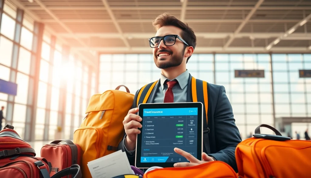 Securing travel insurance documents while preparing for adventure.