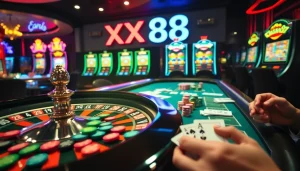 Experience the thrill of winning at XX88 Casino with vibrant poker games, roulette wheels, and slot machines.