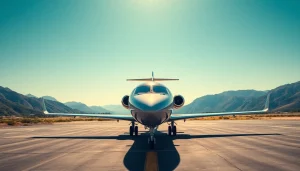 Capture the luxury of travel with https://flymarquis.com featuring a modern private jet on a stunning landscape.