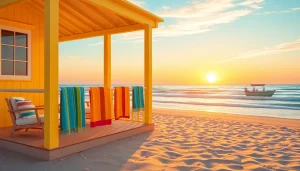 Relax and enjoy the sunset at the coastal cabana on a beautiful beach.