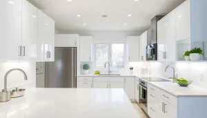 Abethu Builders transforms kitchens with modern renovations featuring stylish cabinetry and bright lighting.