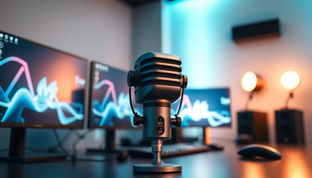 MV88 microphone showcased in a modern gaming setup, highlighting its quality and inviting atmosphere.