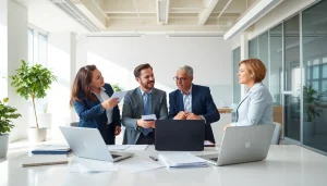 Team collaborating on strategies at https://antrepost.com in a modern office.