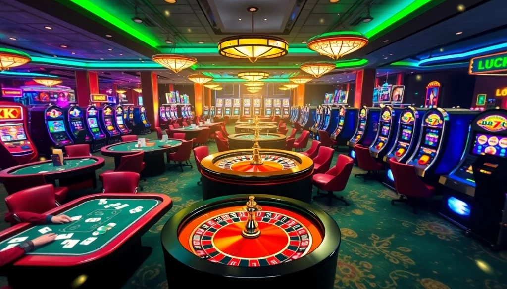 KJC AC 1 showcases a thrilling casino atmosphere with players at tables and the excitement of gaming.