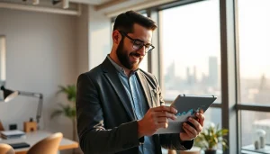 Explore real estate flipping insights with advanced analytics on a tablet in a bright office.