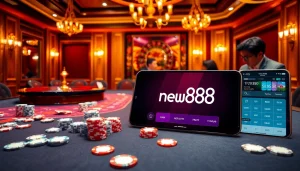 Experience the thrill of gaming at new888's ultimate casino atmosphere with engaging players and vibrant tables.