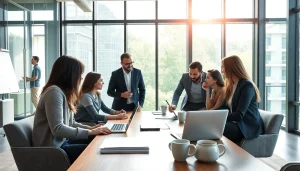 Engage in a professional Business meeting showcasing ideas and collaboration among diverse individuals.