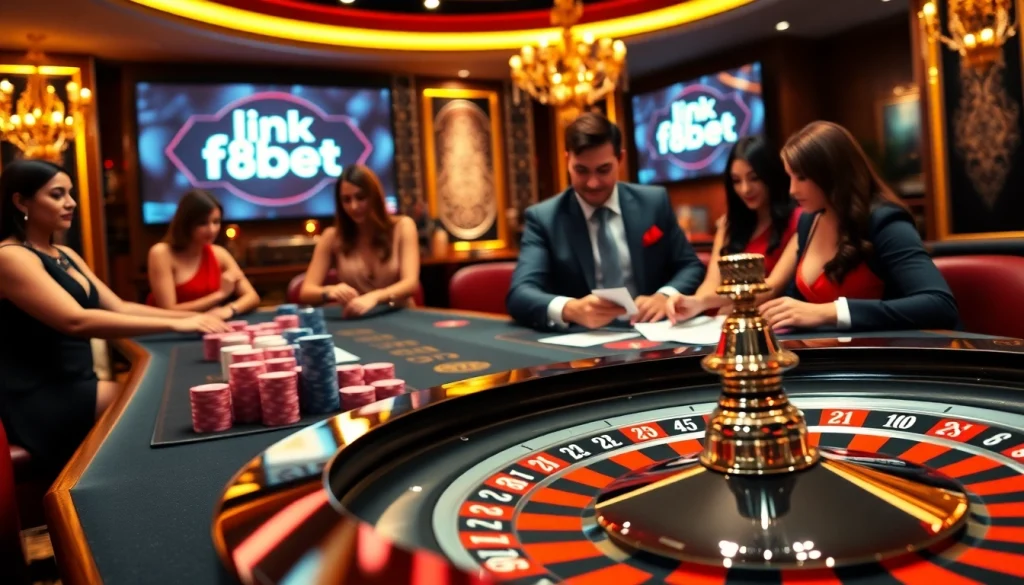 Engaging in thrilling gaming action at Link F8bet's professional casino tables.