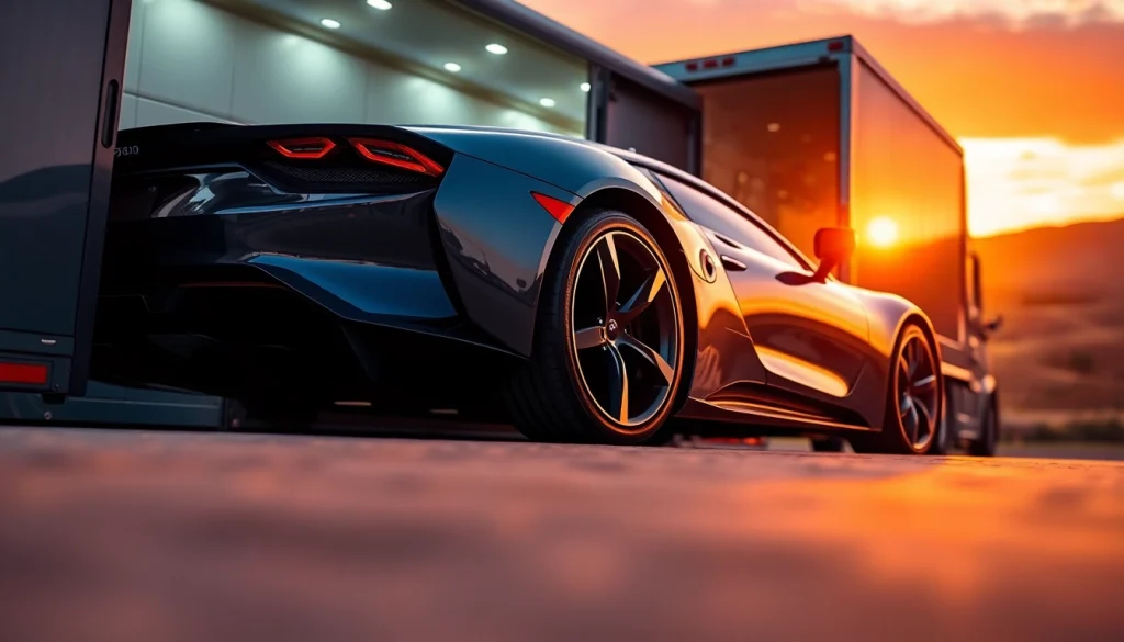 Transporting luxury vehicles safely with https://luxuryautocarriers.com in an elegant setting.