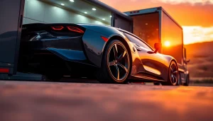 Transporting luxury vehicles safely with https://luxuryautocarriers.com in an elegant setting.