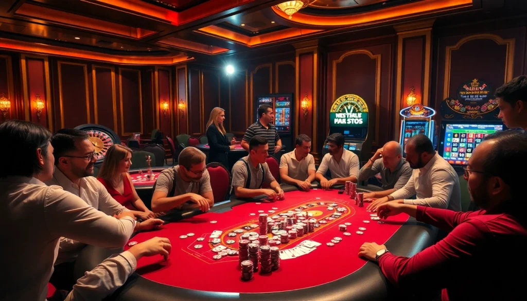 Engage in thrilling poker action at https://go8.gdn/ with colorful chips and cards, embodying luxurious casino excitement.