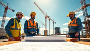 Collaborative teamwork showcased at a construction association colorado site, highlighting workers and plans.