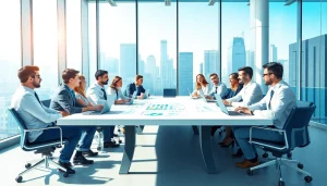 Engaged professionals discussing strategies in a business meeting environment.