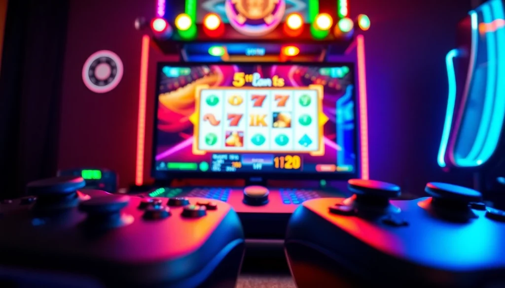 Sayapbola slot game interface in a vibrant gaming setup, showcasing excitement and energy.
