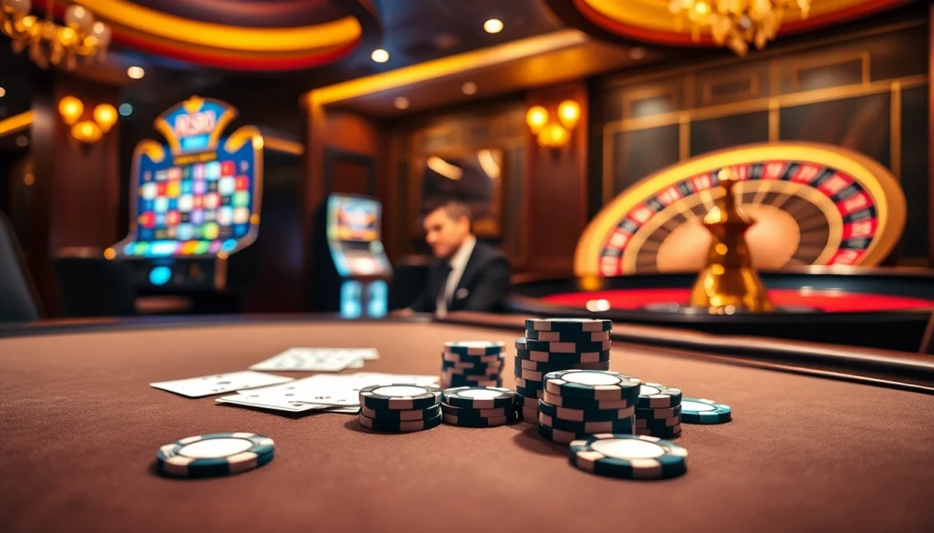 Experience the thrill of RR88 Game with vibrant poker tables and exciting casino elements.