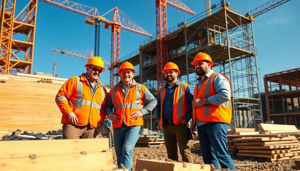 Highlighting the construction association in North Carolina, skilled workers collaborate on a project.