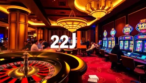 Players enjoying the 22JL app at a lively casino atmosphere filled with excitement.