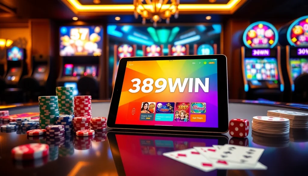 Experience the excitement of gambling with 389WIN’s vibrant casino interface.