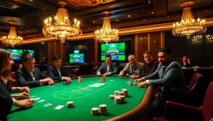 Experience the thrill of hit club go88 at a high-stakes poker table with vibrant graphics.