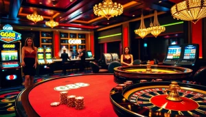 Experience the thrill of GG88 with luxurious casino tables and vibrant gaming atmosphere.