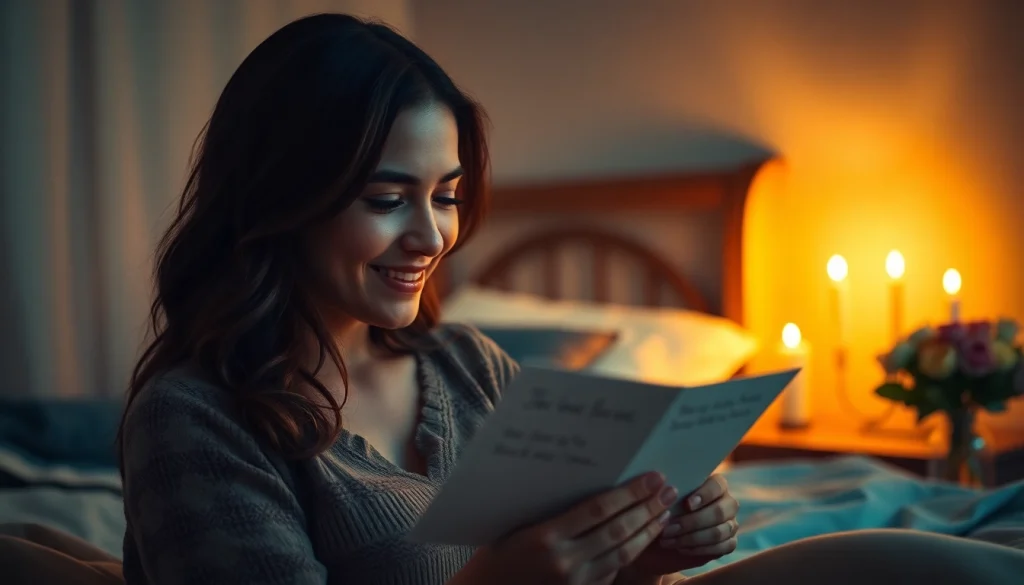 Send a heartfelt good night message for her with a romantic scene of a couple in a cozy bedroom.