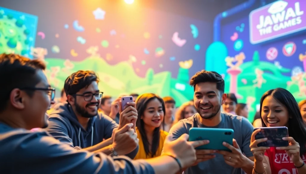 Players enjoying competitive gameplay on Jawal Games in a vibrant digital landscape.