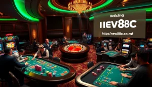 Engage in thrilling gameplay with https://new88c.co/ at a vibrant casino setting.