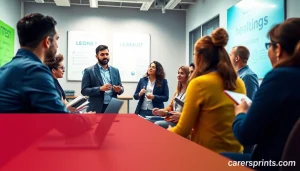 Engaged professionals learning at CareerSprints.com workshop, focused on project management training.