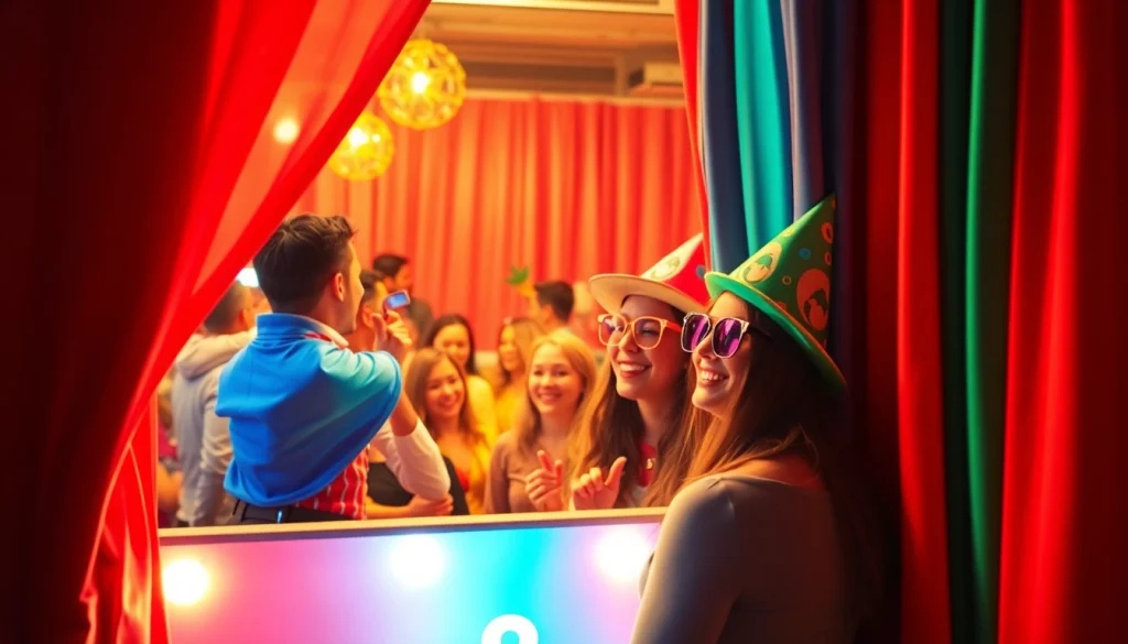 Guests enjoying and engaging while they rent a photo booth for their event.