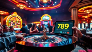 Players enjoying an exciting roulette game at 789BET casino, highlighting vibrant chips and cards.