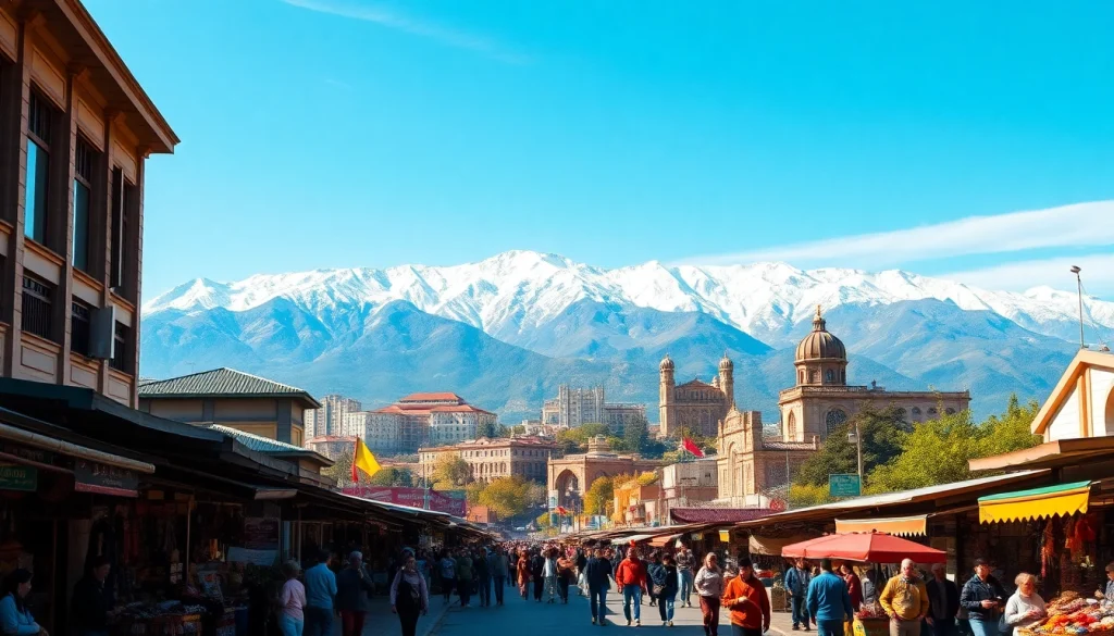 Experience the vibrant culture of Almaty at https://albmaftoh.com with snow-capped mountains in the background.