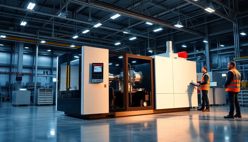 Electric injection molding machine showcasing advanced technology and precision in a professional manufacturing environment.