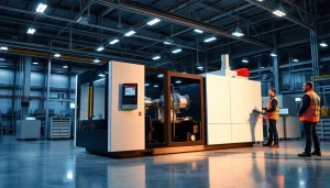 Electric injection molding machine showcasing advanced technology and precision in a professional manufacturing environment.