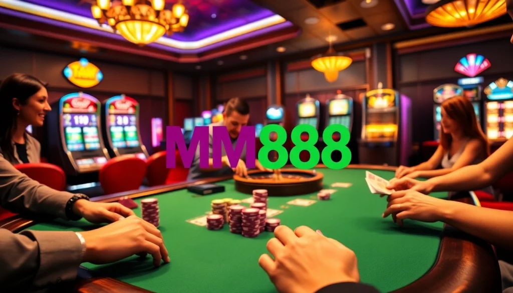 MM88 poker action with vibrant chips and a dealer