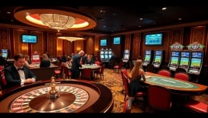 Exciting players engaged at the god55 casino's luxurious gaming tables and vibrant atmosphere.