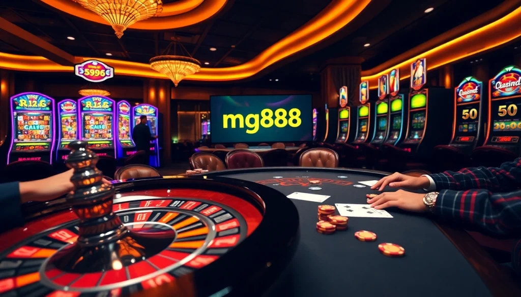 Experience the action of trang chủ mg188 at a high-stakes poker table under vibrant lights.