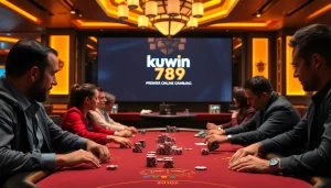 Kuwin 789 poker table scene with intense gameplay and vibrant casino atmosphere.