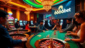 Players enjoying immersive gambling experiences at 6666bet with vibrant casino tables and games