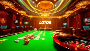 Experience the excitement of Casino LOTO188 with thrilling table games and vibrant gaming elements.