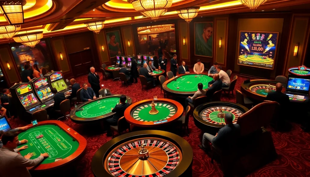 Experience thrilling casino action at god345.net with elegant tables, poker chips, and vibrant lights.