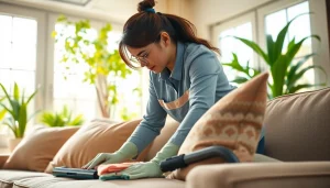 Maid agency services showcased in a professional cleaning environment with a dedicated housekeeper.