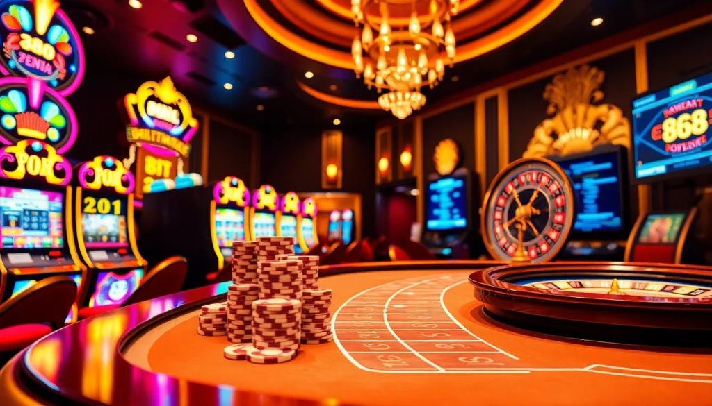 Experience thrilling gaming action with 888b đăng nhập at luxurious casino tables and vibrant slot machines.